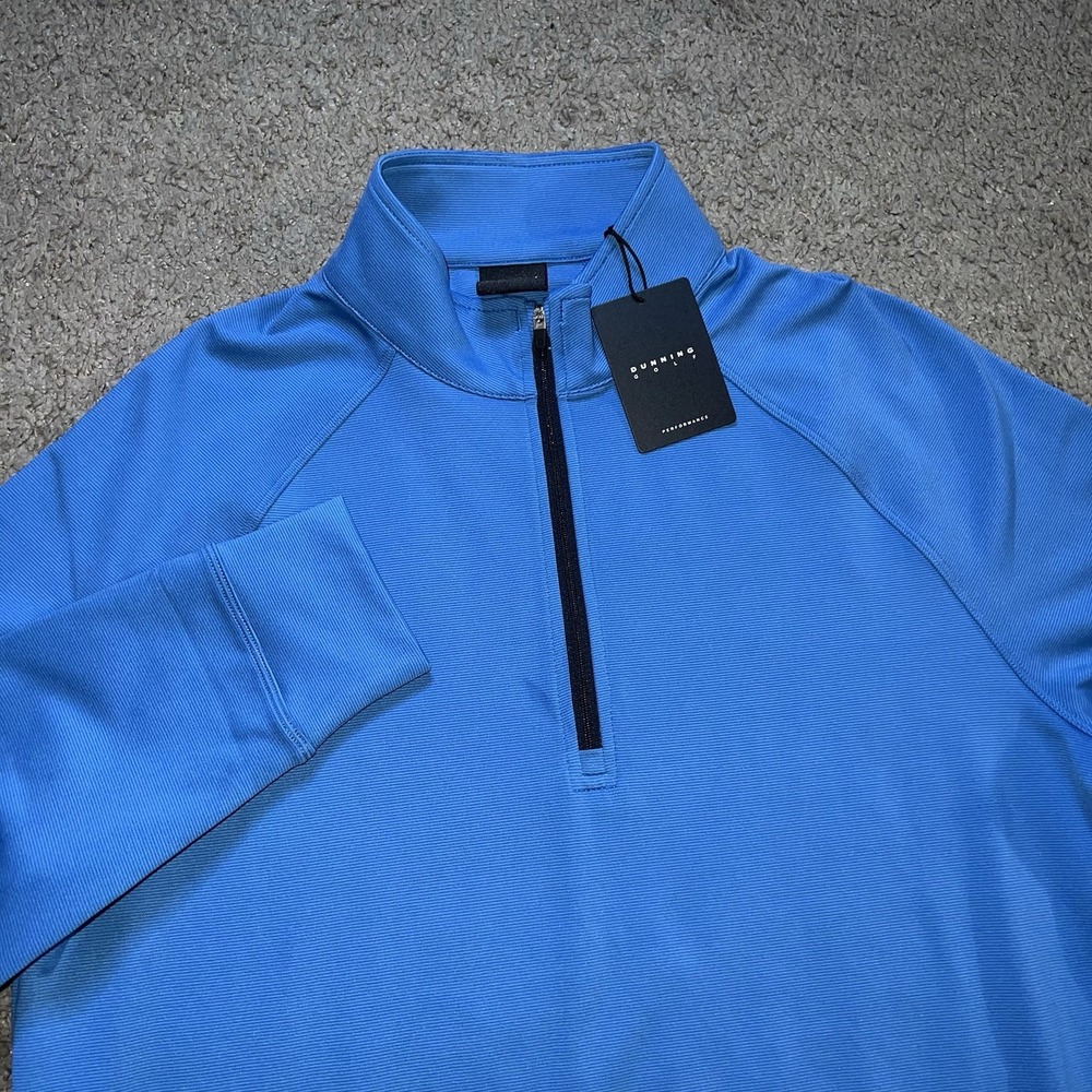 Dunning Golf 1/4 Zip Pullover Men XS Blue Pinstripe Performance Stretch